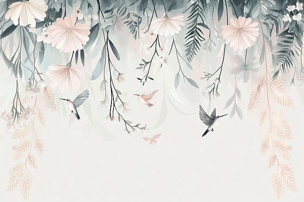 Pássaro a voar sobre flores Pássaro a voar sobre flores
