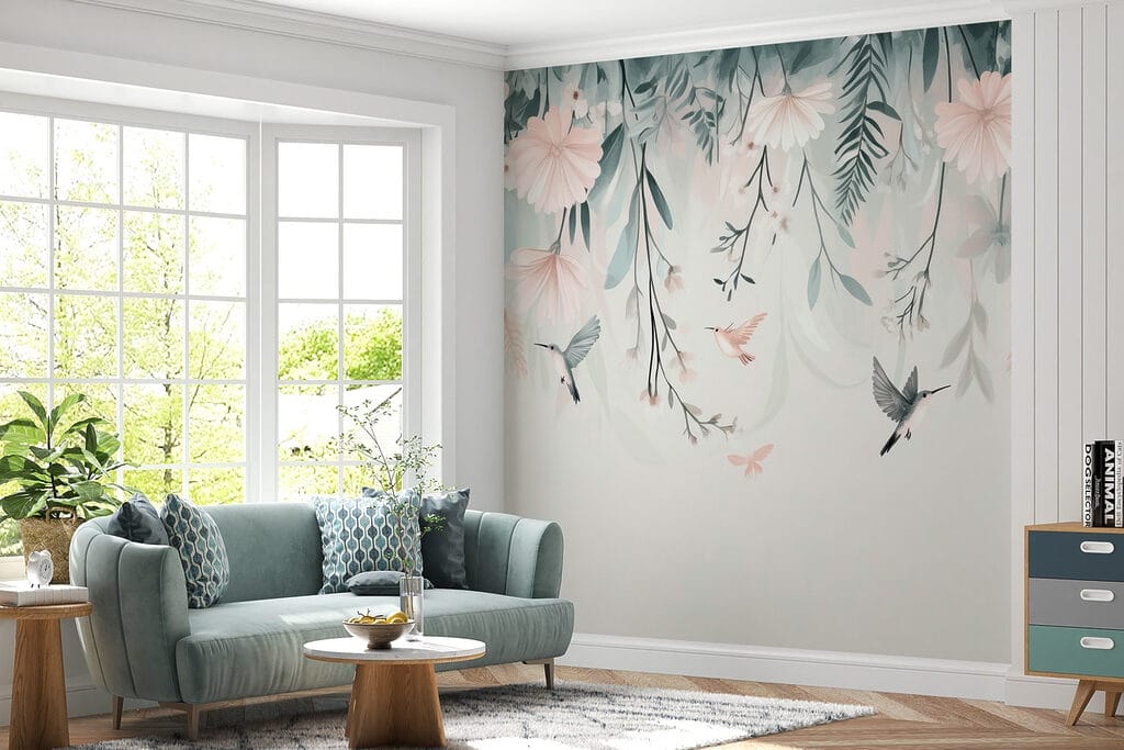 Bird flying over flowers Bird flying over flowers