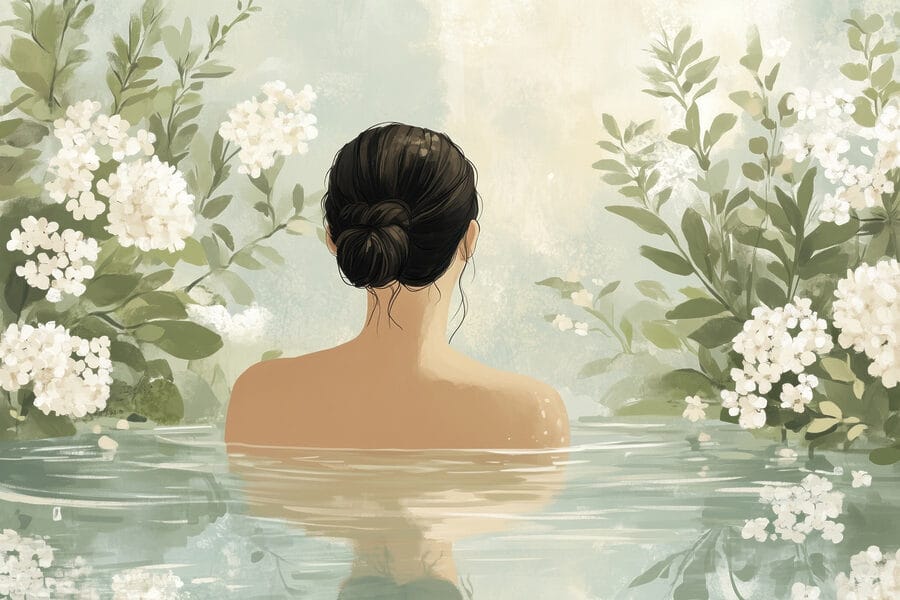 Papel de parede Mulher na água com flores - Image 6