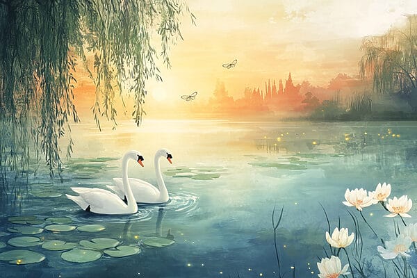 Dois cisnes num lago Dois cisnes num lago