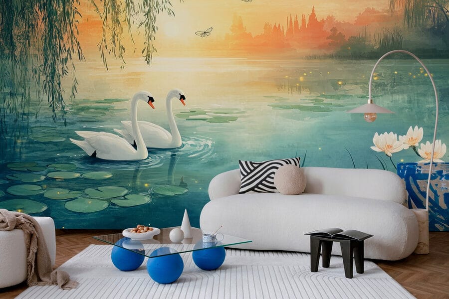 Dois cisnes num lago Dois cisnes num lago