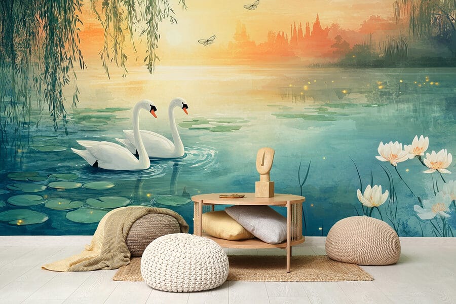 Dois cisnes num lago Dois cisnes num lago