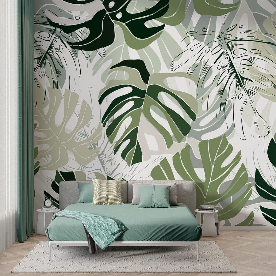 Padrão de folhas sobre um fundo branco