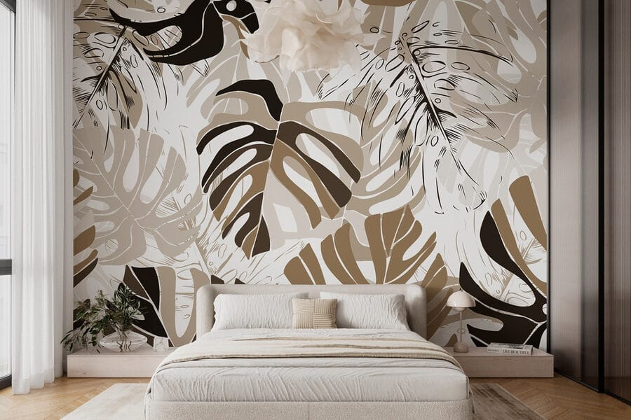 Padrão de folhas sobre um fundo branco