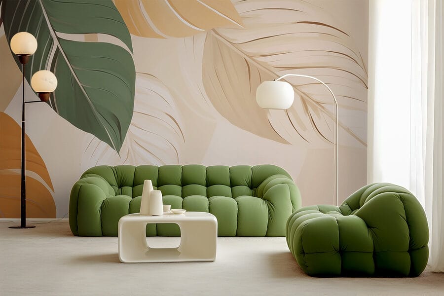 Lindas folhas em cores suaves.