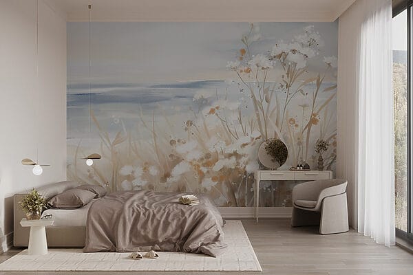 Pintura de flores e relva Pintura de flores e relva