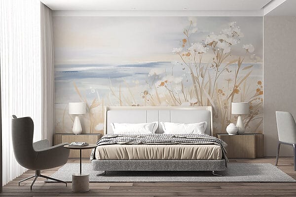Pintura de flores e relva Pintura de flores e relva