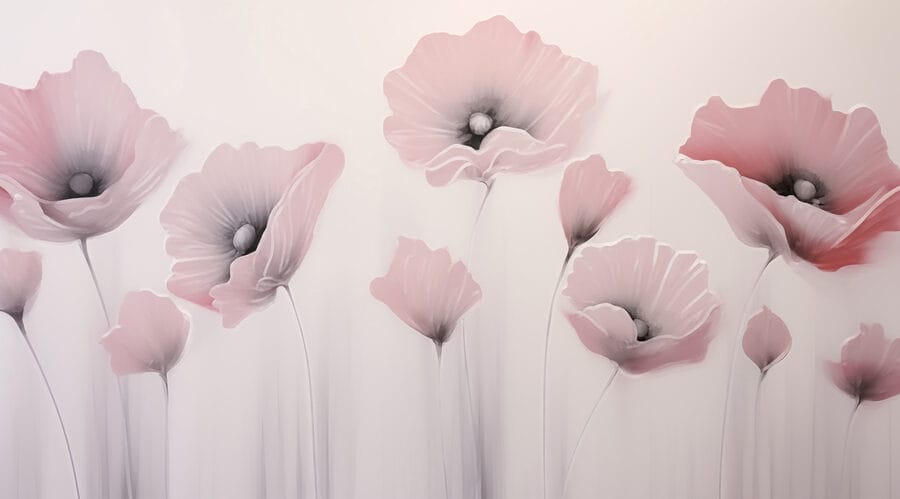 Pintura de flores numa parede