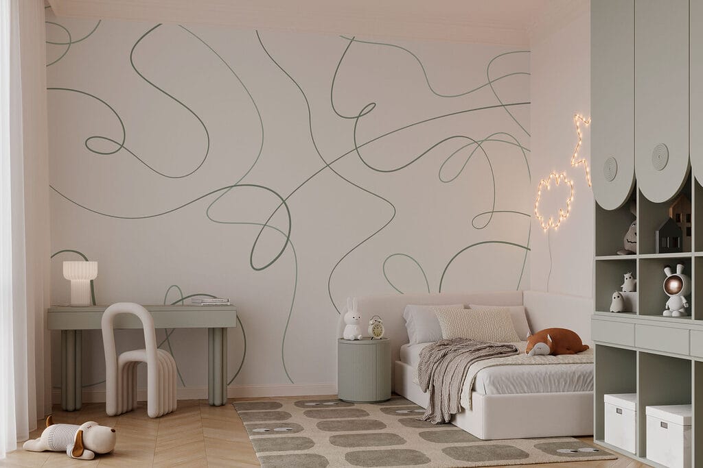 Green lines on a white background