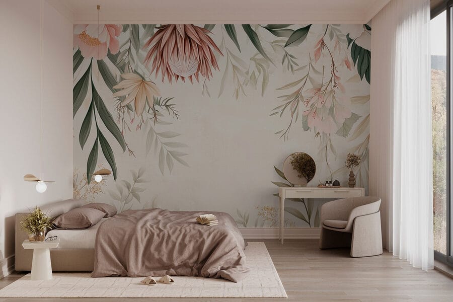 Rebordo floral com folhas e flores Rebordo floral com folhas e flores