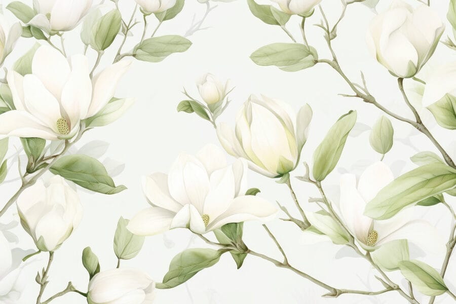 Flores brancas com folhas verdes