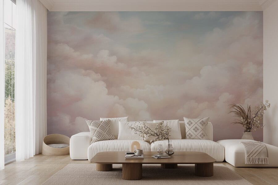 Céu cor-de-rosa e azul com nuvens