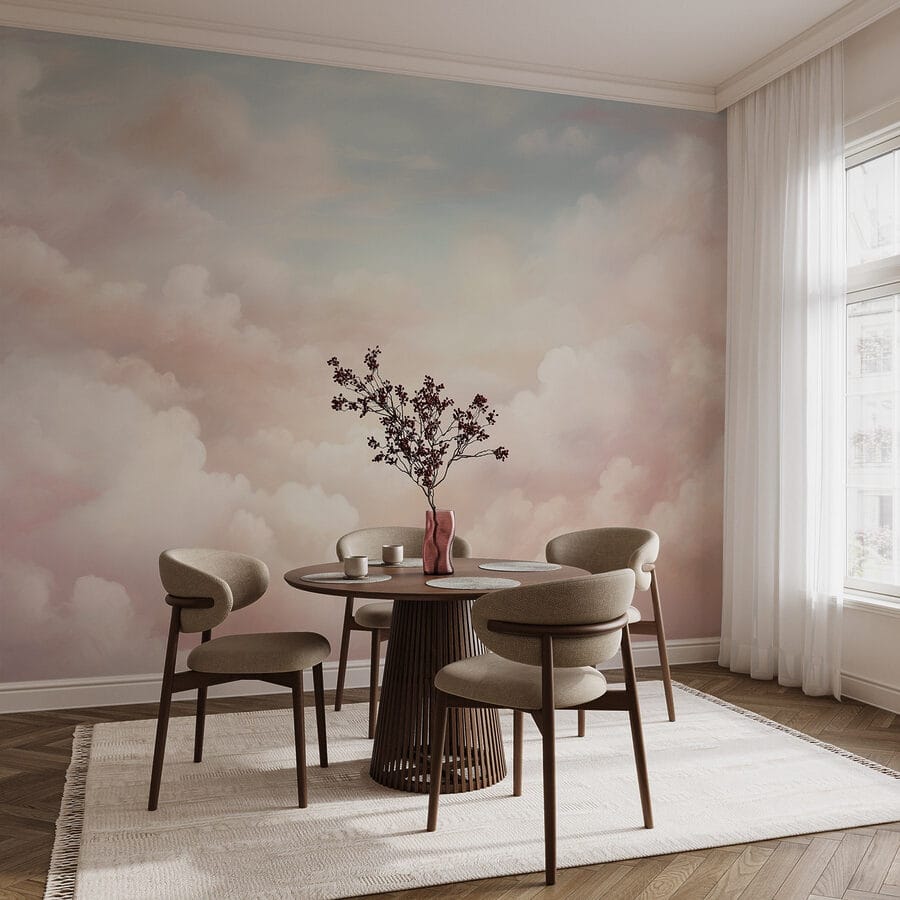 Céu cor-de-rosa e azul com nuvens