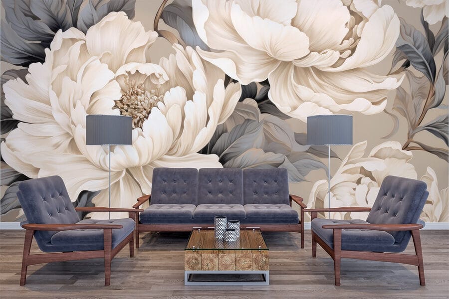 Flores elegantes em tons suaves.