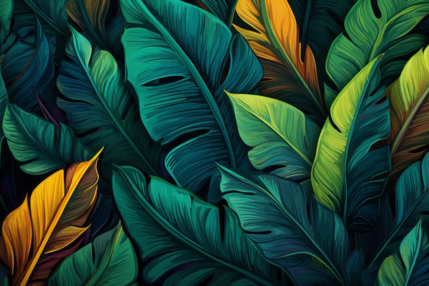 Group of colorful leaves