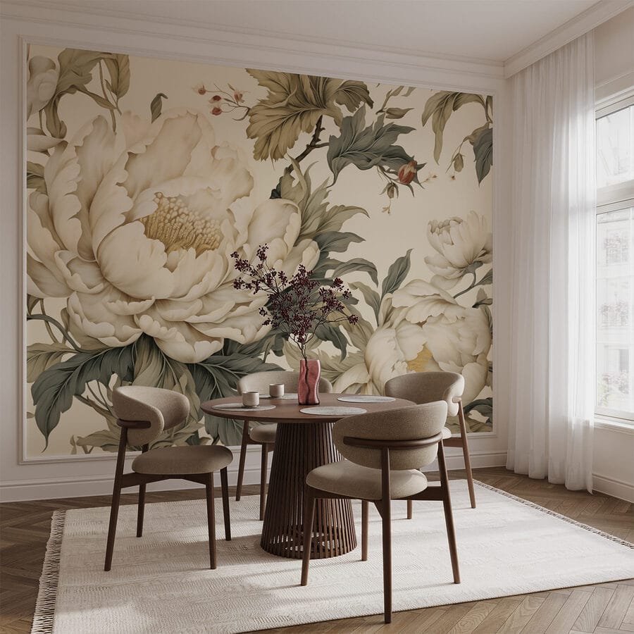 Flores elegantes em tons suaves.