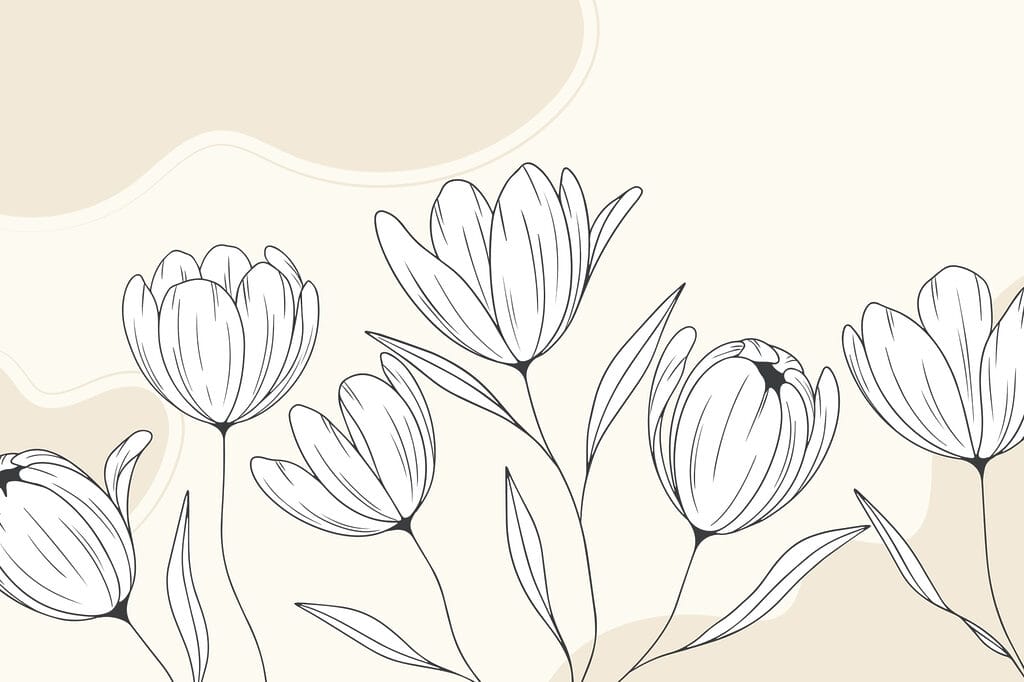 Desenho de linhas de flores Desenho de linhas de flores