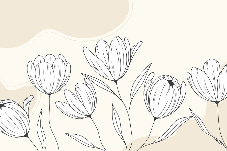 Desenho de linhas de flores