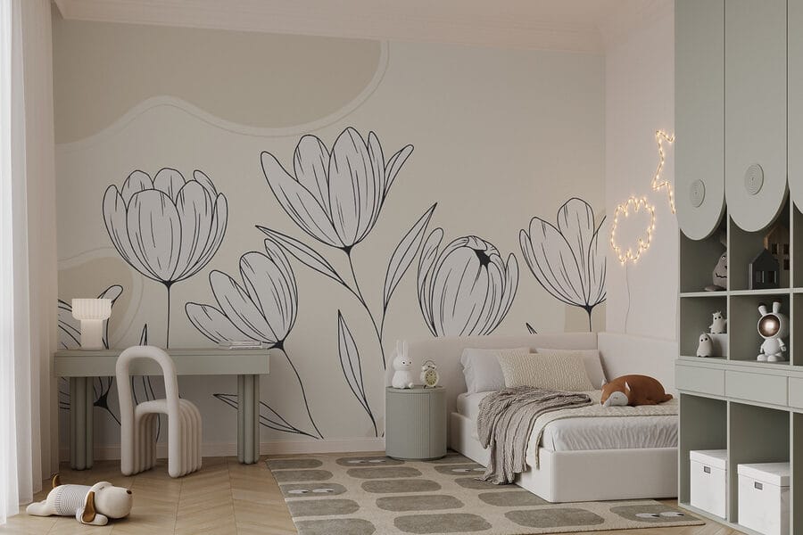 Desenho de linhas de flores