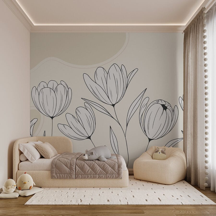 Desenho de linhas de flores