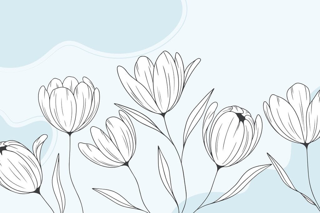 Desenho de linhas de flores Desenho de linhas de flores