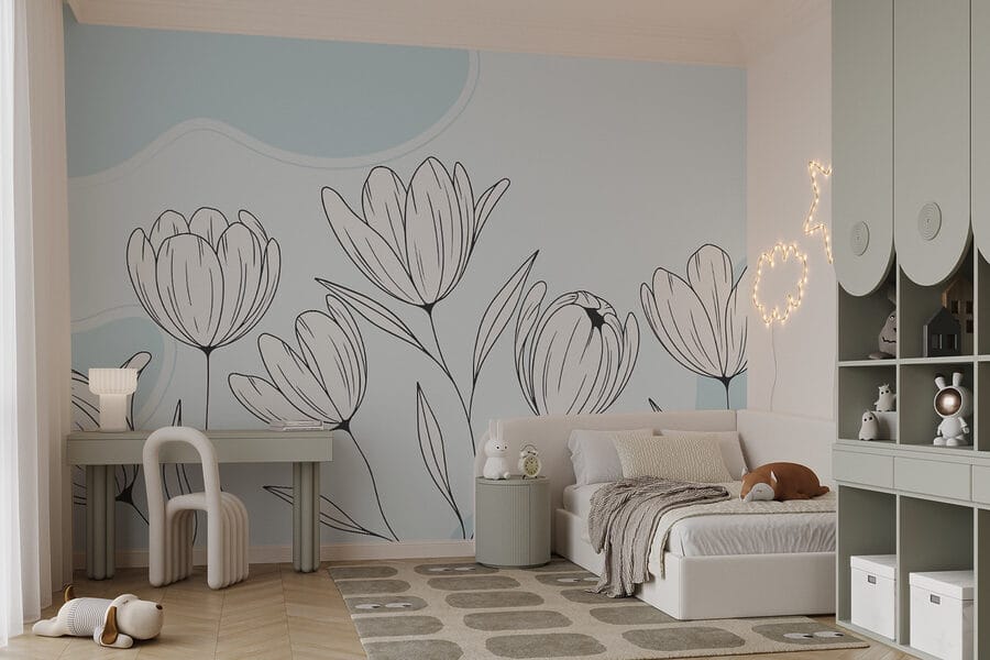 Desenho de linhas de flores Desenho de linhas de flores