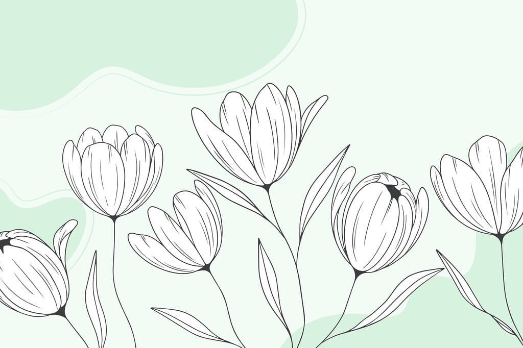 Desenho de linhas de flores Desenho de linhas de flores