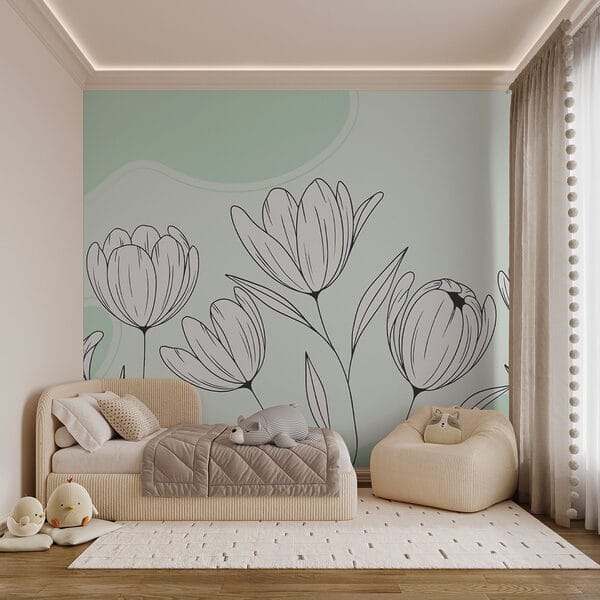Desenho de linhas de flores Desenho de linhas de flores