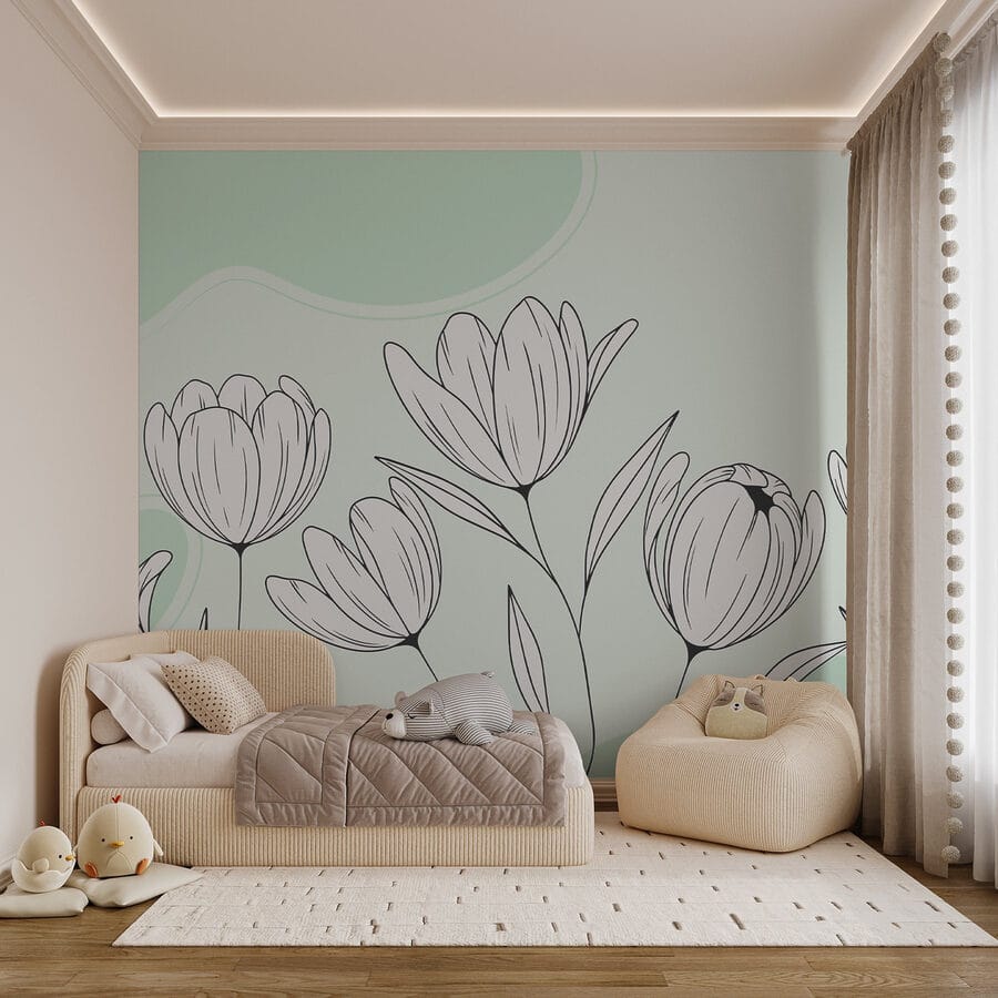 Desenho de linhas de flores