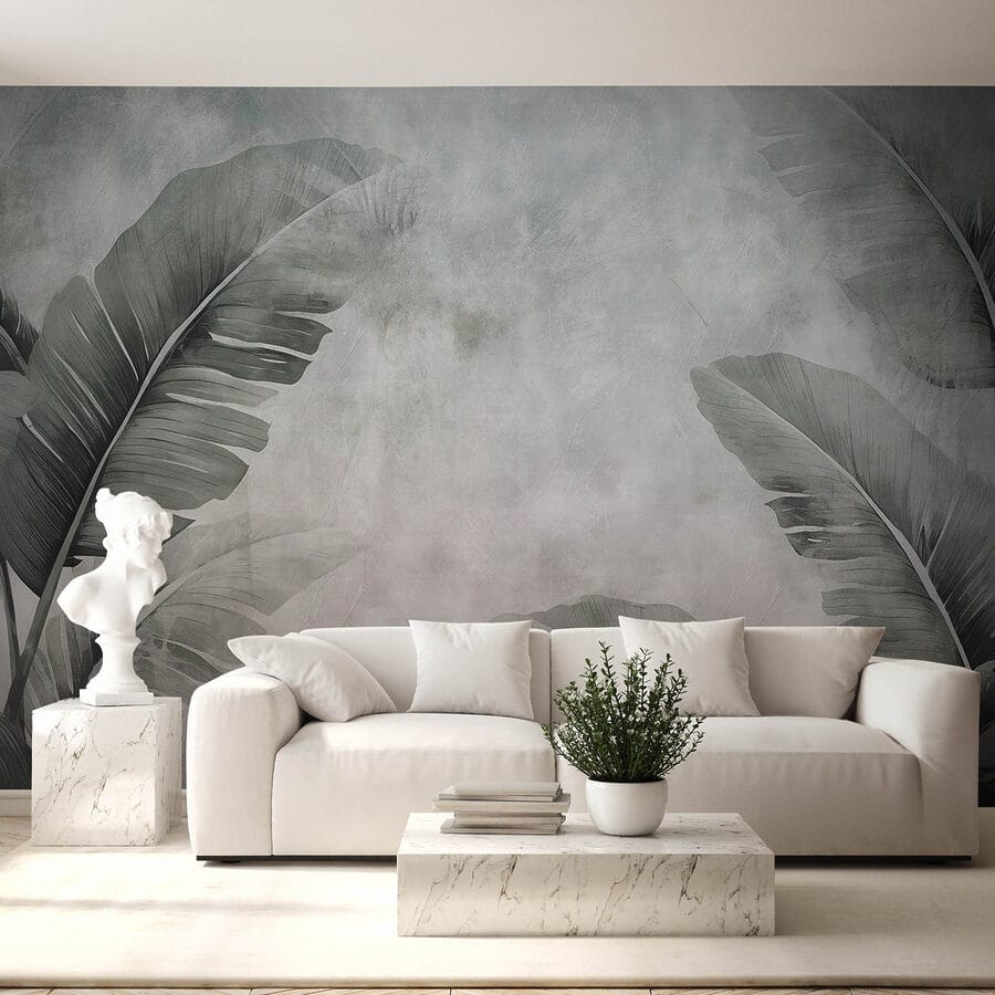 Fundo sereno com padrão de folhas tropicais