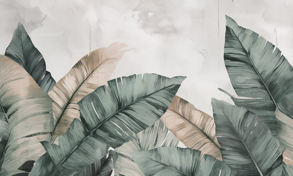 Folhas serenas em tons pastel suaves Folhas serenas em tons pastel suaves