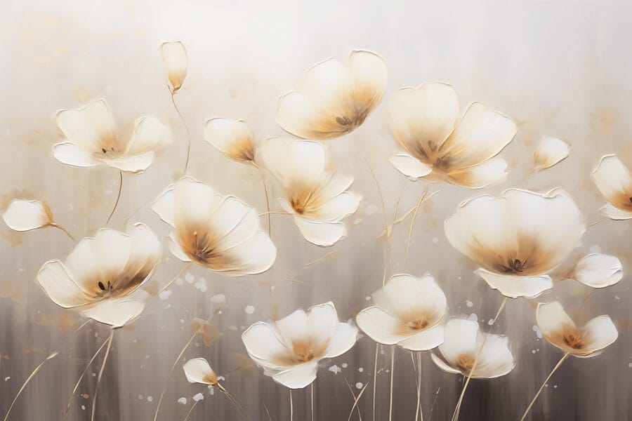 Pintura de flores sobre um fundo branco