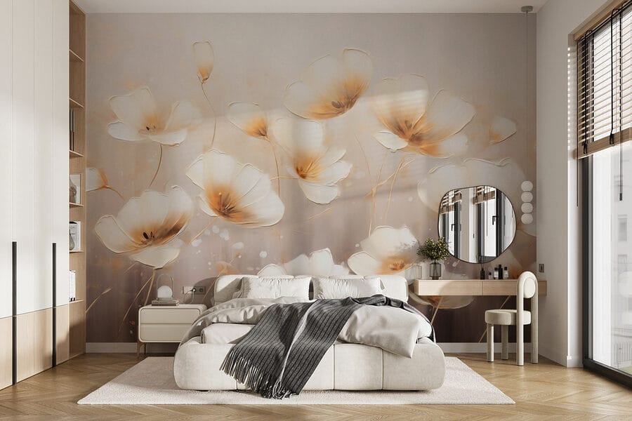 Pintura de flores sobre um fundo branco