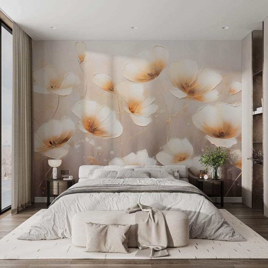 Pintura de flores sobre um fundo branco