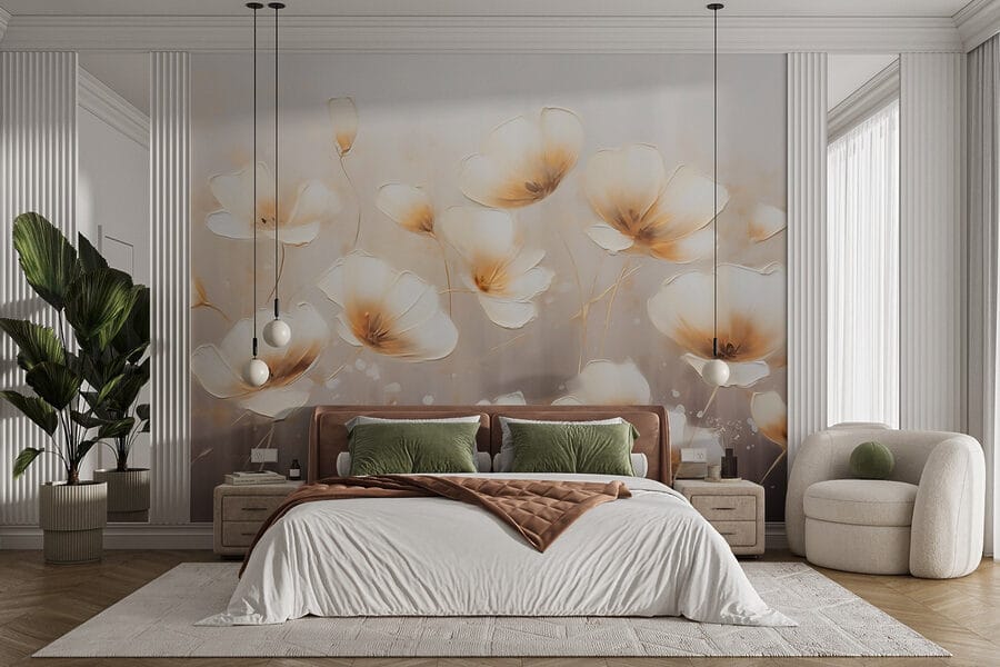 Pintura de flores sobre um fundo branco