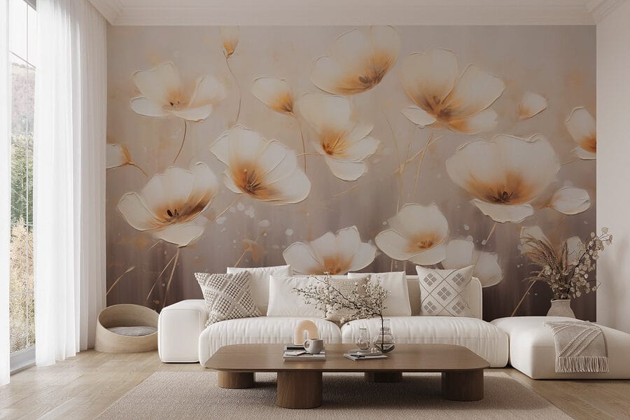 Pintura de flores sobre um fundo branco