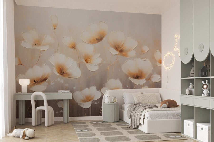 Pintura de flores sobre um fundo branco
