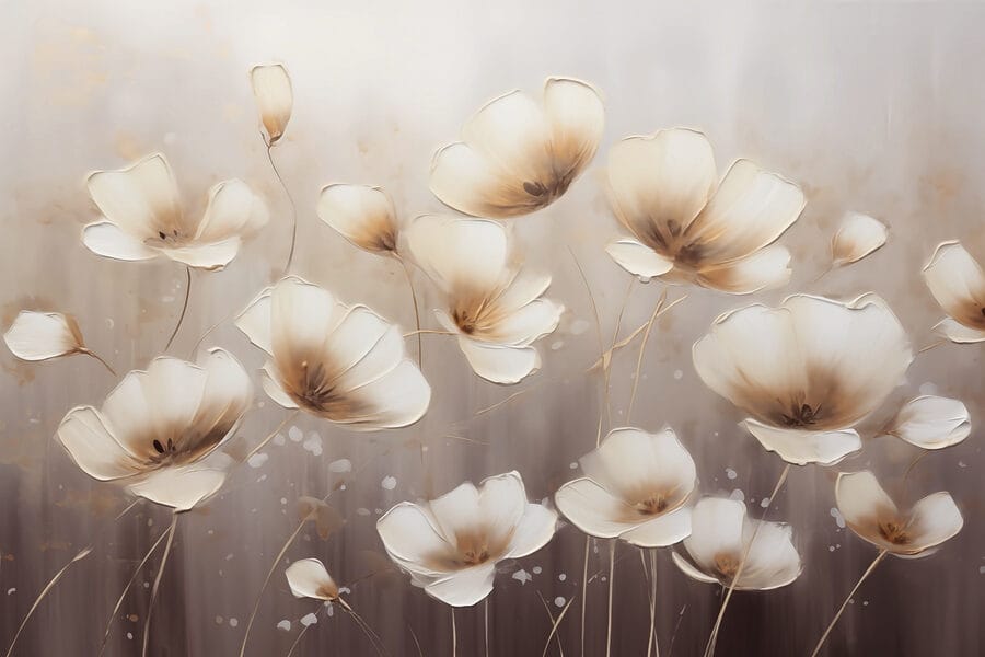 Papel de parede Pintura de flores sobre um fundo branco - Image 5