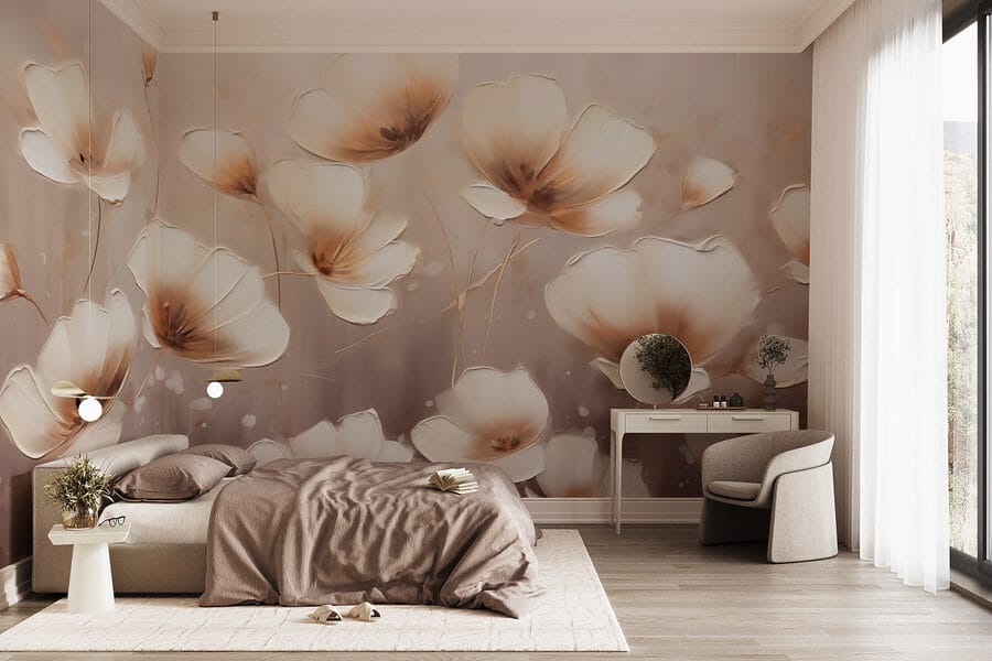 Papel de parede Pintura de flores sobre um fundo branco - Image 2