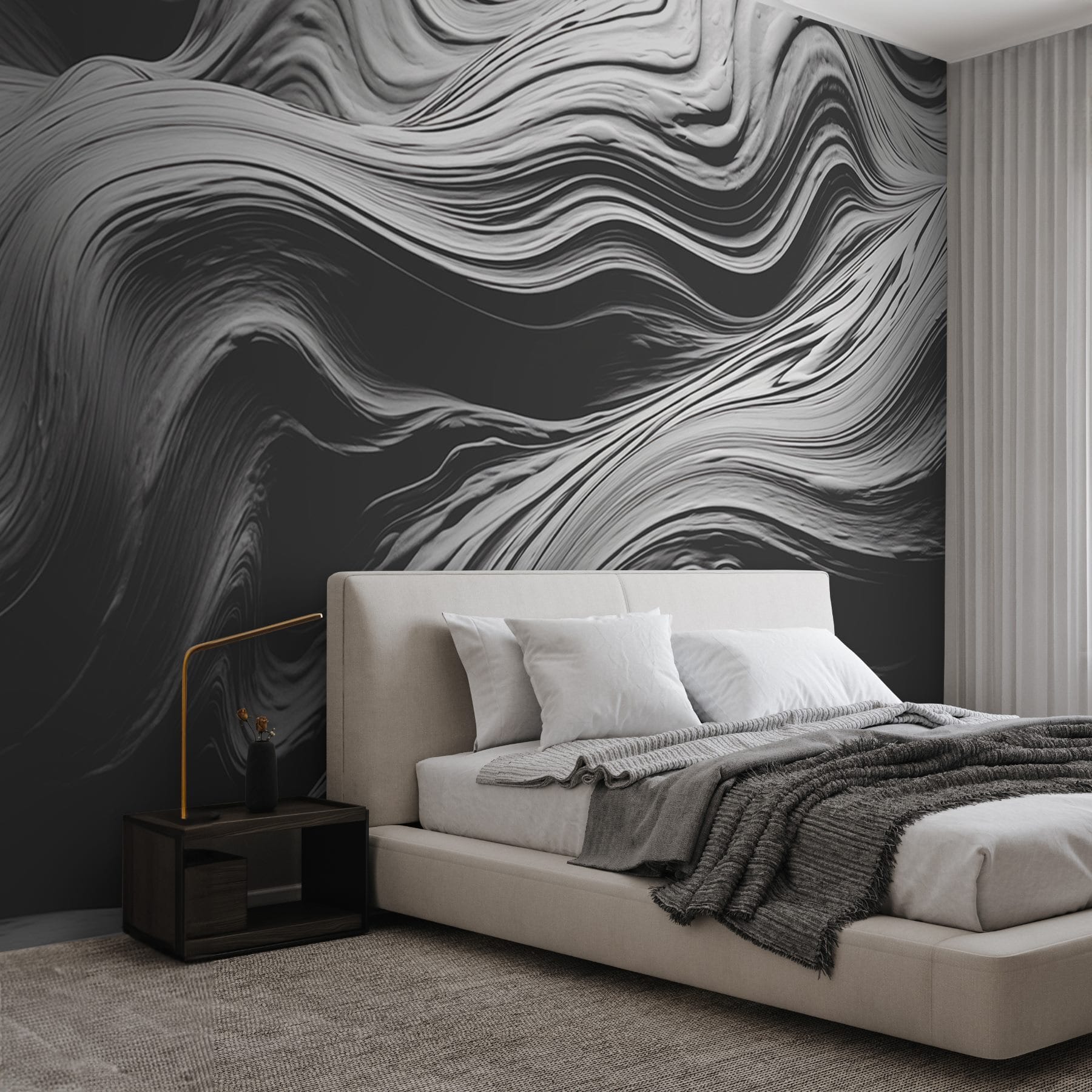 Flowing textures in monochrome tones