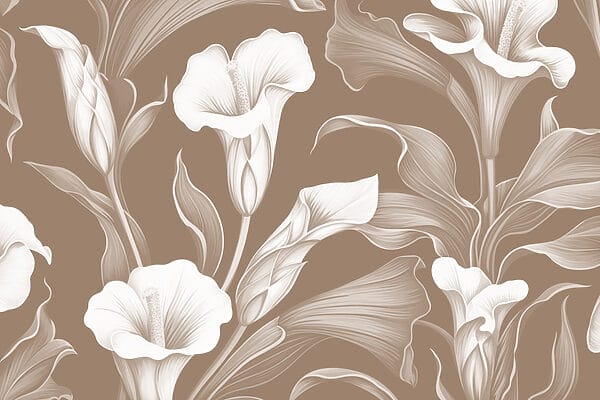 Desenho floral delicado sobre fundo castanho Desenho floral delicado sobre fundo castanho