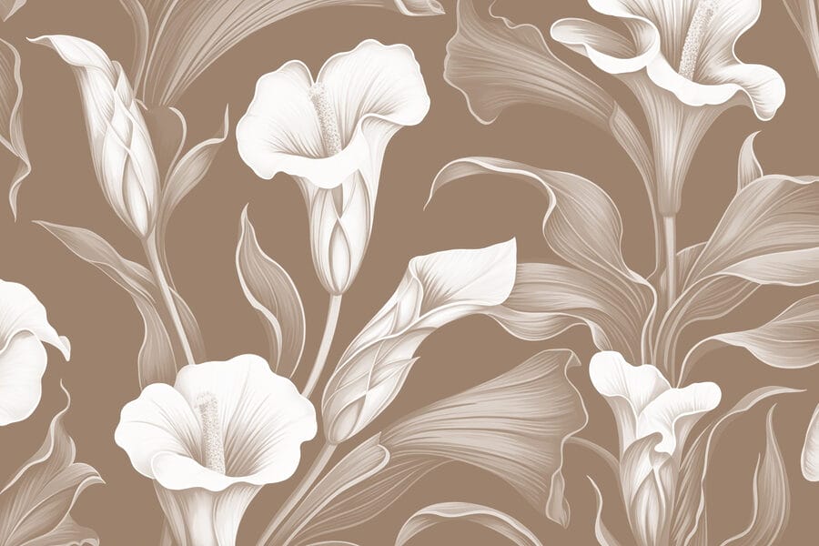 Desenho floral delicado sobre fundo castanho