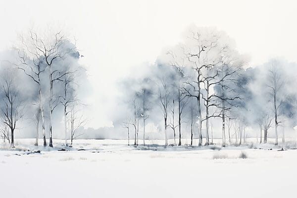 Grupo de árvores num campo com neve Grupo de árvores num campo com neve