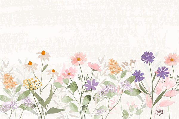Fileira de flores com folhas Fileira de flores com folhas