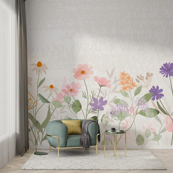 Fileira de flores com folhas Fileira de flores com folhas