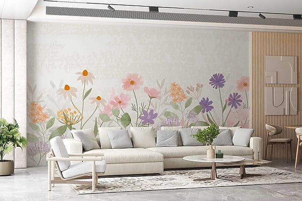 Fileira de flores com folhas Fileira de flores com folhas