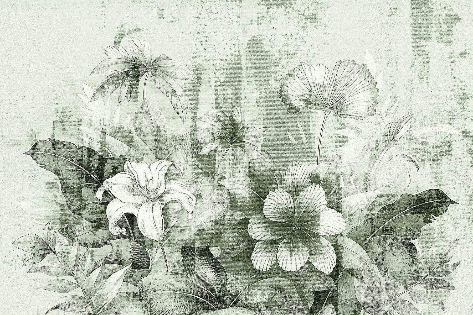 Delicate flora on textured backdrop