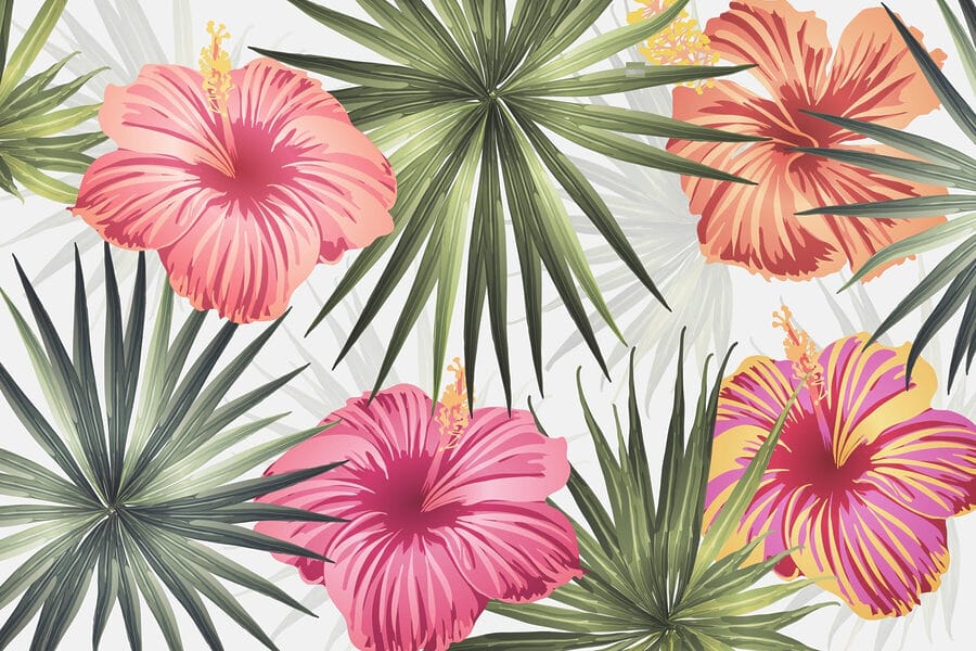 Vibração floral em verdes tropicais