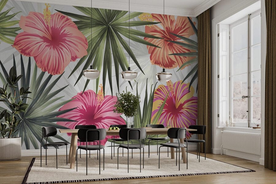 Vibração floral em verdes tropicais