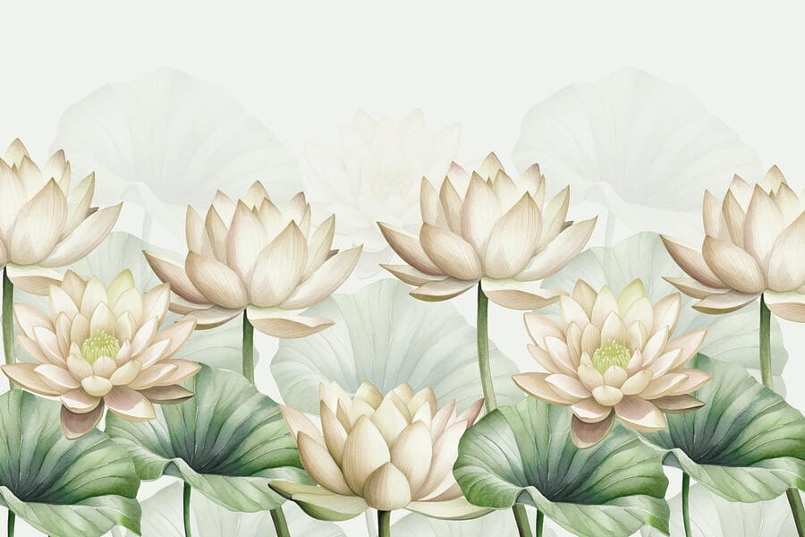 Grupo de flores brancas com folhas verdes